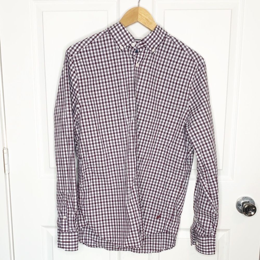 Nautica Plaid Long‎ Sleeve Button Down Shirt